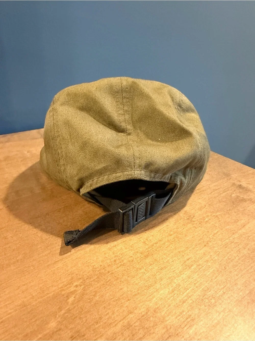The Classic Olive Green Canvas Five-Panel Hat with Brown Patch